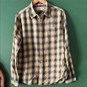 The Normal Brand Plaid Mens L Yellow, Blue & White Shirt
